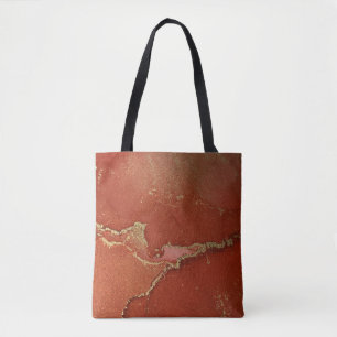 Rote und goldene Alkoholtinte Abstrakte Kunst Tasche