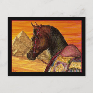Rote und goldene arabische Pferdepostkarte Postkarte