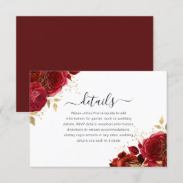 Rote und goldene Blumenzwiebeln oder Hochzeitsdeta Begleitkarte