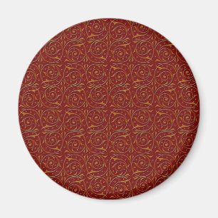 Rote und goldene fantasievolle Blumenranken Magnet