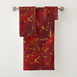 Rote und goldene Flecken Badhandtuch Set