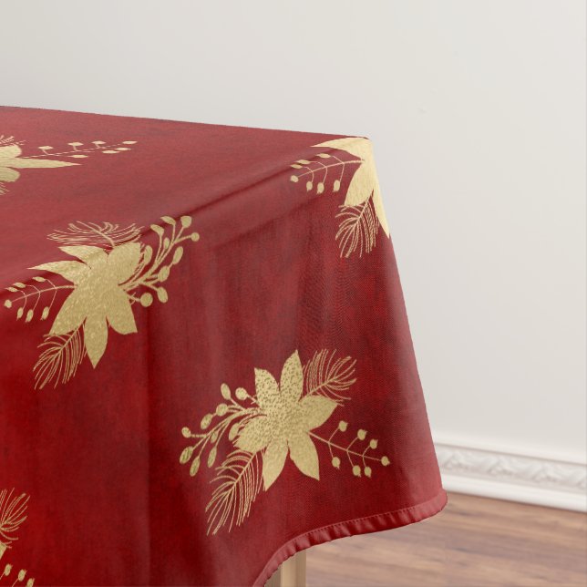 Rote und goldene Fohlen Winterpoinsettia Tischdecke (Beispiel)