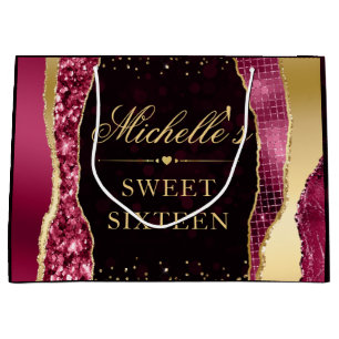 Rote und goldene glamouröse Tränen Bokeh Sweet Six Große Geschenktüte