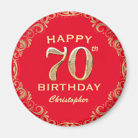 Rote und goldene Glitzer Rahmen der 70. Geburtstag