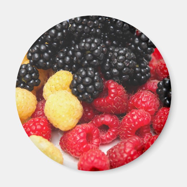 Rote und goldene Himbeeren Magnet (Vorne)