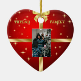 Rote und goldene Keramik Foto Ornament