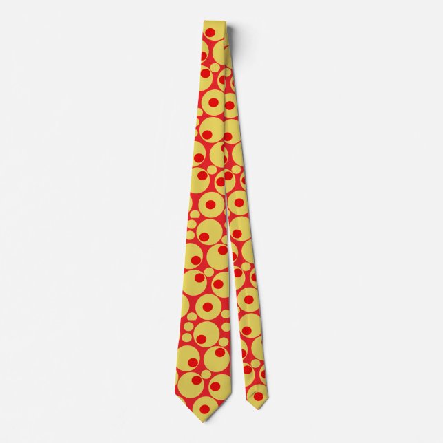 Rote und goldene Polka Dots Krawatte (Vorderseite)