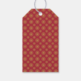 rote und goldene Punkte und Kreise Geschenkanhänger