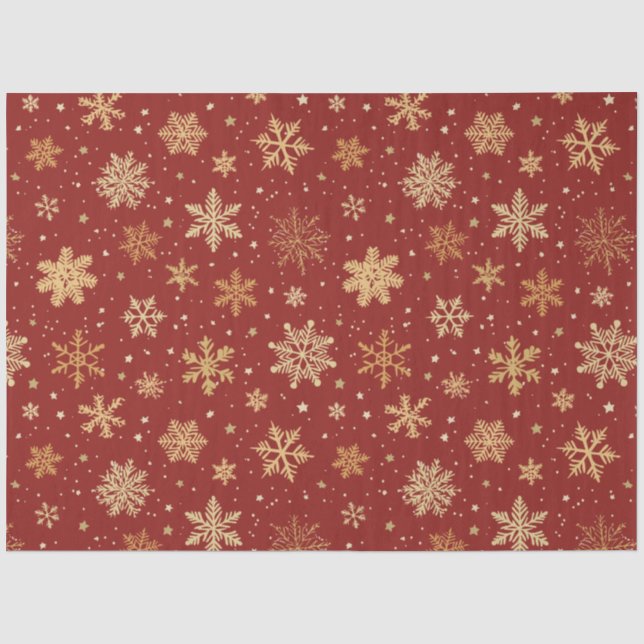 Rote und goldene Schneeflocken Seidenpapier (Vorderseite)