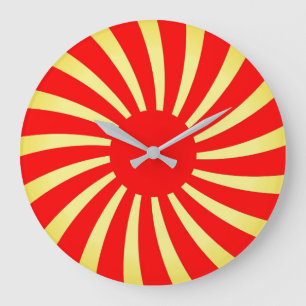 Rote und goldene Spiralenstreifen Große Wanduhr