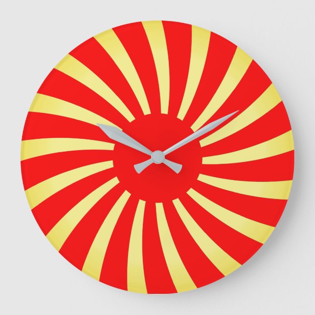 Rote und goldene Streifen Große Wanduhr (Vorderseite)