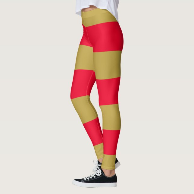 Rote und goldene Streifen Leggings (Links)