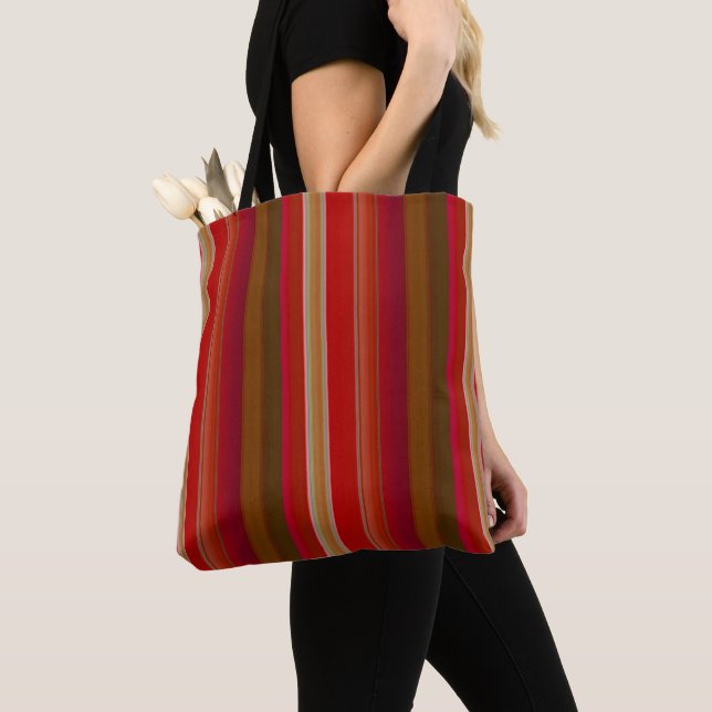 Rote und goldene Streifen Tasche (Von Nahem)
