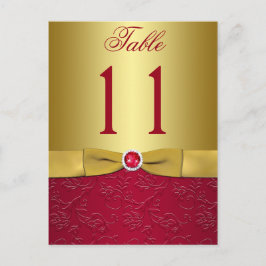 Rote und goldene Tischnummer Postkarte