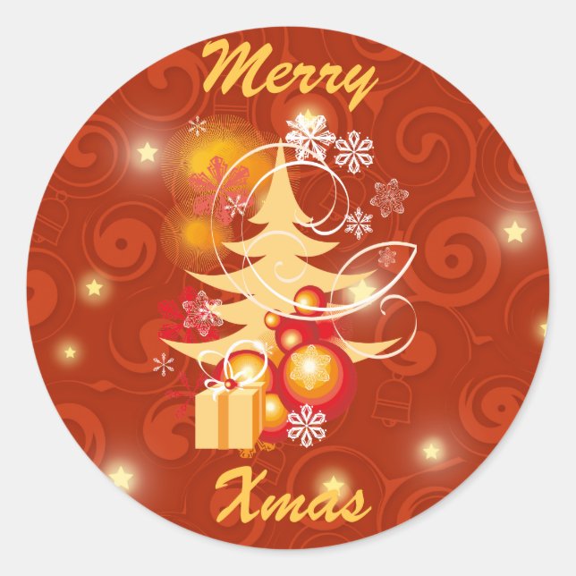 Rote und goldene Weihnachtsgeschenke Runder Aufkleber (Vorderseite)