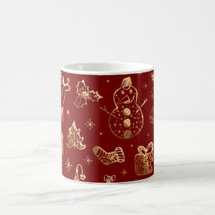 Rote und goldene Weihnachtskaffee-Tasse Kaffeetasse