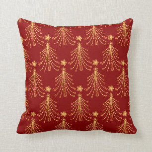 Rote und goldene Weihnachtsleuchten Elegantes Must Kissen