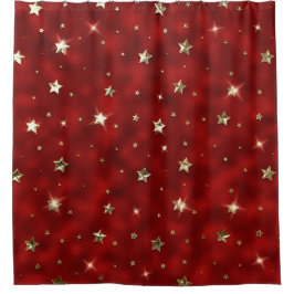 Rote und goldene Weihnachtsstars aus Metall - Imit Duschvorhang