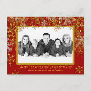 Rote und goldene Weihnachtszeit Foto Postkarte
