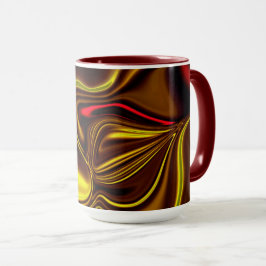 Rote und goldgelbe Linien auf dunklem Hintergrund Tasse