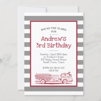 Rote und graue Feuerwehrfahrzeuge Einladung zum Ge