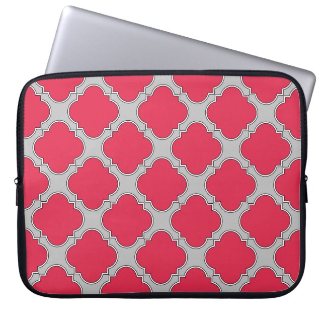 Rote und graue Quatrefolien Laptopschutzhülle (Vorderseite)