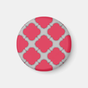 Rote und graue Quatrefolien Magnet