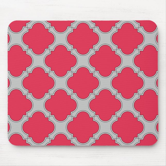 Rote und graue Quatrefolien Mousepad (Vorne)