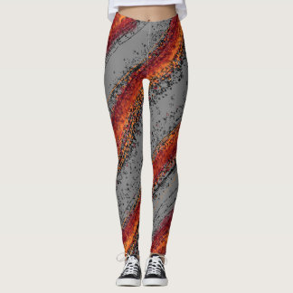 Rote und graue Wellen Leggings