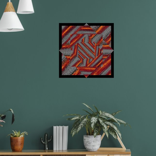 Rote und graue Wellen  Poster (Wohnzimmer 1)