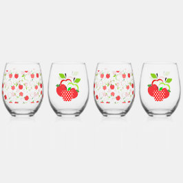 Rote und grüne Äpfel Weinglas Ohne Stiel