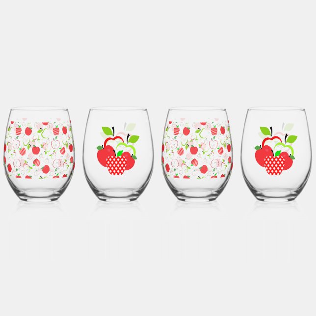Rote und grüne Äpfel Weinglas Ohne Stiel (Vorderseite)