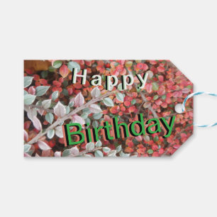 Rote und grüne Blätter Kunden. Happy Birthday Gesc Geschenkanhänger