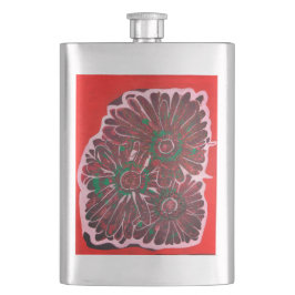 Rote und grüne Blume Flachmann