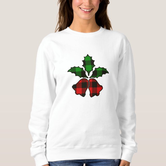 Rote und grüne Buffalo Karierte Weihnachtsschreie  Sweatshirt (Vorderseite)