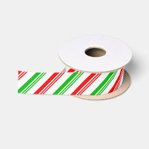 rote und grüne Candy Cane Streifen Satinband