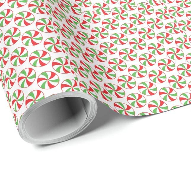 Rote und grüne Candy Cane Weihnachtspackpapier Geschenkpapier (Rolleneckpunkt)