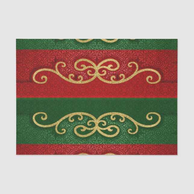 Rote und grüne Damaskus Elegante mit goldenen Akze Seidenpapier (Vorderseite)