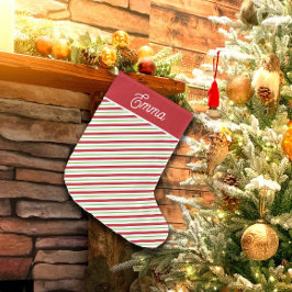 Rote und grüne Diagonal-Urlaubsstreifen Großer Weihnachtsstrumpf