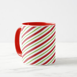 Rote und grüne Diagonal-Urlaubsstreifen Tasse