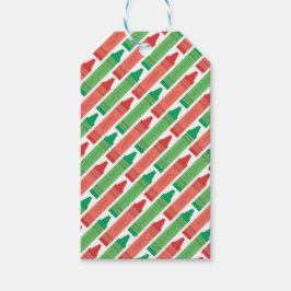 Rote und grüne Farbige Crayons Weihnachtsgeschenke Geschenkanhänger
