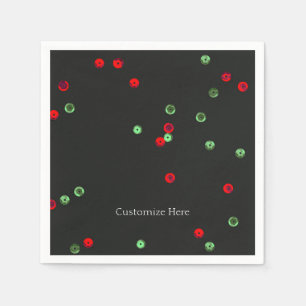 Rote und grüne Feiertags-Sequins-Weihnachtsfeier Serviette