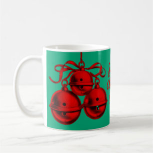 Rote und grüne, festliche Glocken Keramik Tasse
