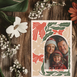 Rote und grüne Folk Art 2 Foto Feiertagskarte