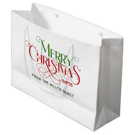 Rote und grüne frohe Weihnachts Retro Typografie Große Geschenktüte
