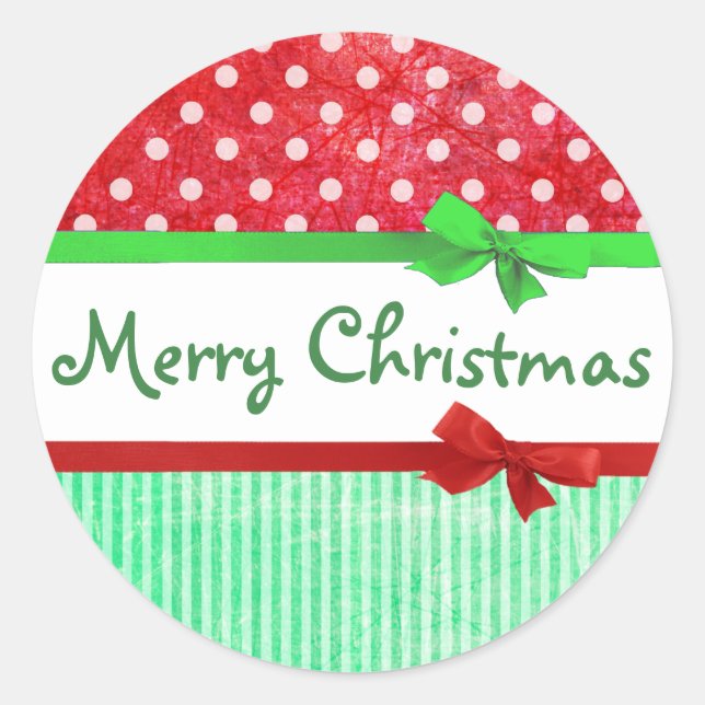 Rote und grüne frohe Weihnachtsbäume Sticker (Vorderseite)