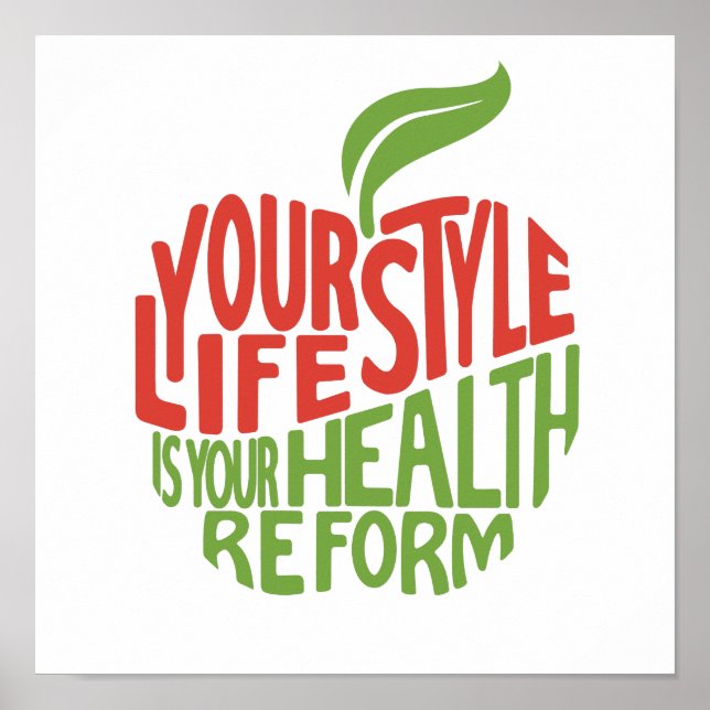Rote und grüne Gesundheit Zitat Design. Poster (Vorne)