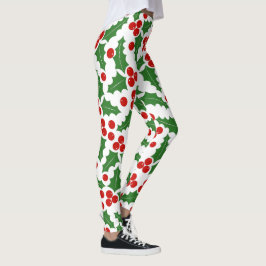 Rote und grüne Heilige Beere Weihnachten Leggings