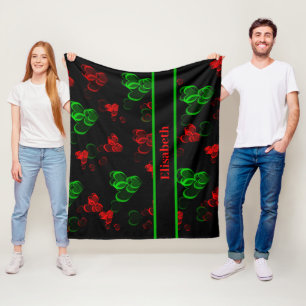 rote und grüne Herzen Fleecedecke