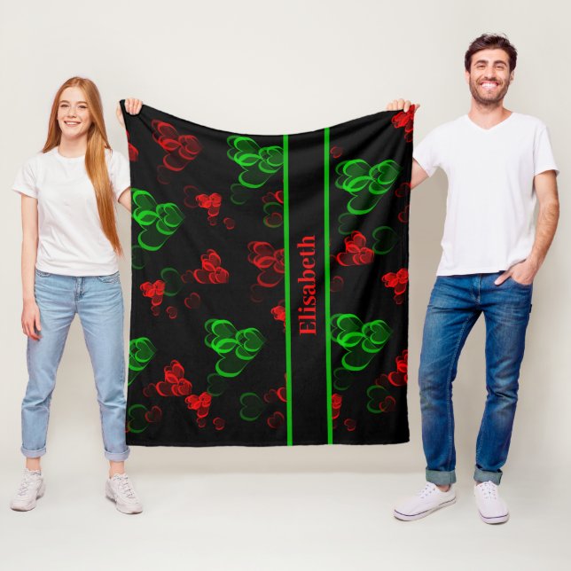 rote und grüne Herzen Fleecedecke (Beispiel)